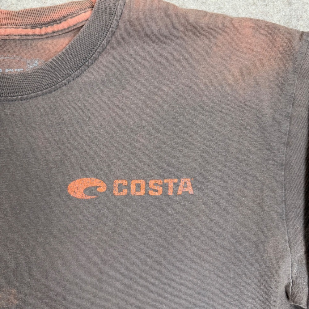 Costa Retro Sun Bleached LS Shirt M Fishing Gray Orange Faded Coastal Skater - Picture 5 of 13